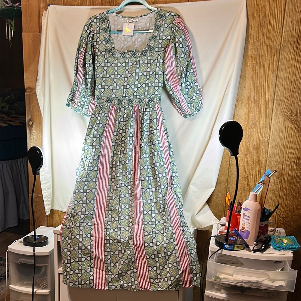 Cynthia Cozart Collin’s Vintage Patterned Dress with Stripes
